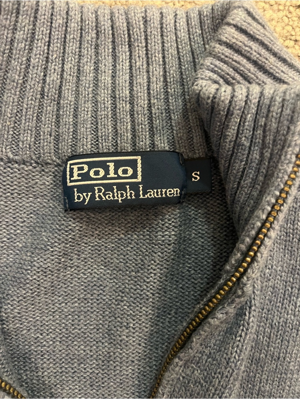 Polo by Ralph Lauren Blue Half-Zip Sweater with Yellow Pony - Picture 3 of 5